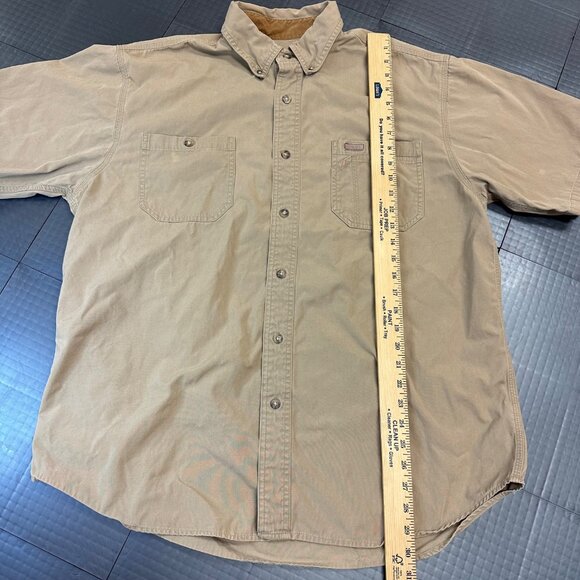 CARHARTT MENS TAN SHORT SLEEVE BUTTON UP SHIRT LARGE - Picture 5 of 10